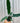 A person holding a potted Alocasia Lauterbachiana 'Purple Sword' plant against a metal background
